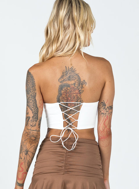 product Princess Polly Sleeveless Crew Neck  Maiya Strapless Top White