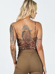 back view of model wearing Princess Polly Love Bites Cami Leopard 