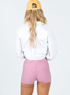 Shorts  Slim fitting  Princess Polly Exclusive 63% recycled polyester 25% polyester 12% nylon Length of size US 4 / AU 8 waist to hem: 33cm / 12.9"   Knit material  High waisted  Elasticated waistband  Good stretch  Unlined 