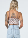 back view of model wearing Princess Polly Tyler Top Brown 