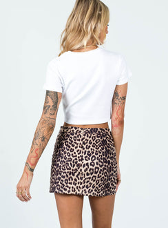 back view of model wearing Princess Polly Siobhan Mini Skirt Beige 