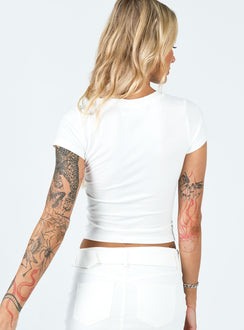 back view of model wearing Princess Polly Do What You Love Tee White 