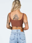 back view of model wearing Princess Polly Melinda Top Brown 