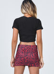 back view of model wearing Princess Polly Cairen Mini Skirt Red 