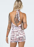 back view of model wearing Princess Polly Sara Mini Dress Pink Multi 