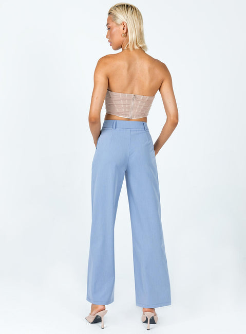 back view of model wearing Princess Polly Archer Pants Blue 