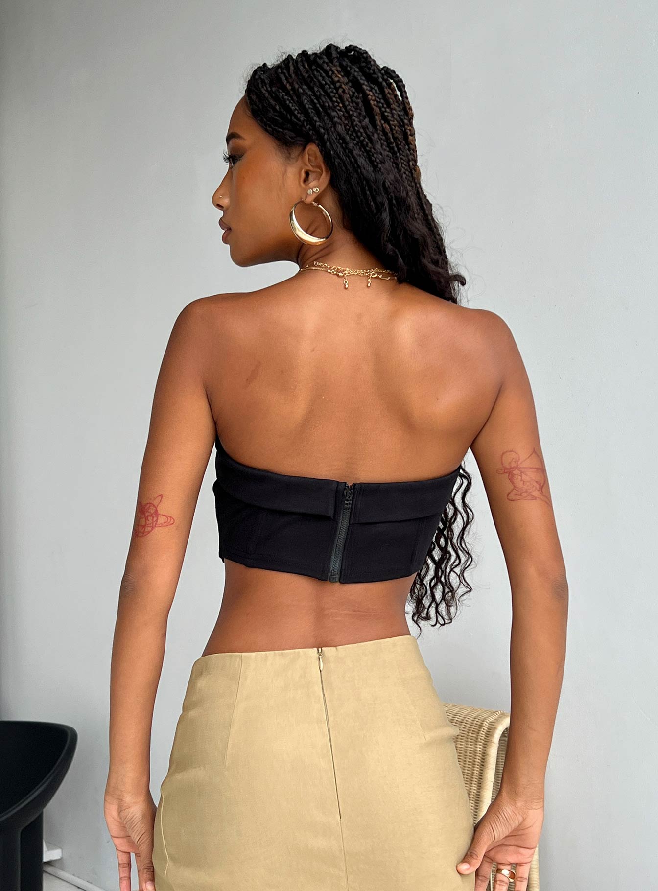 product Princess Polly Sleeveless Asymmetric Neckline  Ludow Strapless Top Black