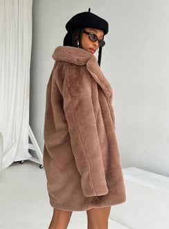Angus Faux Fur Coat Brown