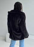 Jacket Faux fur material Lapel collar Press button fastening Twin hip pockets