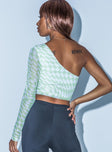 back view of model wearing Princess Polly Reed Top Green 