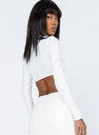 back view of model wearing Princess Polly Lorenzo Long Sleeve Top White 