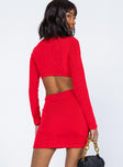 back view of model wearing Princess Polly Hope Mini Dress Red 