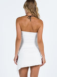 Front view of model wearing  front Princess Polly Square Neck  Caprani Mini Dress White