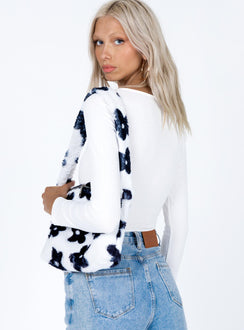 back view of model wearing Princess Polly Edith Bodysuit White Full Sleeves Square Neck 