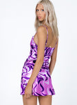 back view of model wearing Princess Polly After Hours Mini Dress Purple 