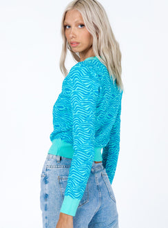 Franc Cropped Cardigan Blue