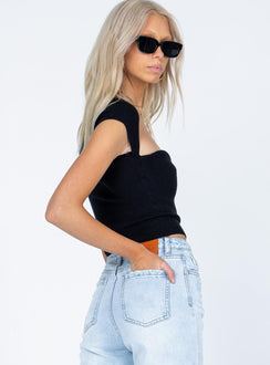 product Princess Polly Short Sleeves Cowl  Alima Top Black