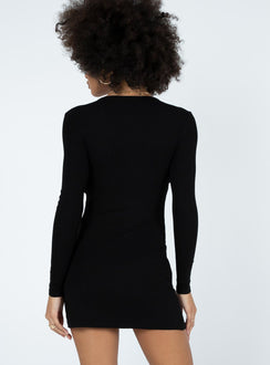 back view of model wearing Princess Polly Keilani Mini Dress Black 