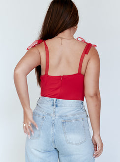 back view of model wearing Princess Polly Jena Bodysuit Sleeveless Sweetheart 