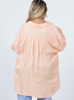back view of model wearing Princess Polly Not Your Average Shirt Orange 