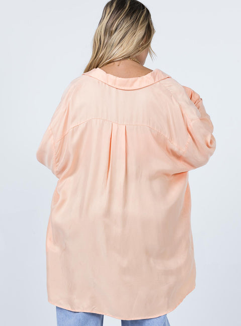 back view of model wearing Princess Polly Not Your Average Shirt Orange 