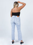 back view of model wearing Princess Polly Stowe Denim Jeans High Waisted 