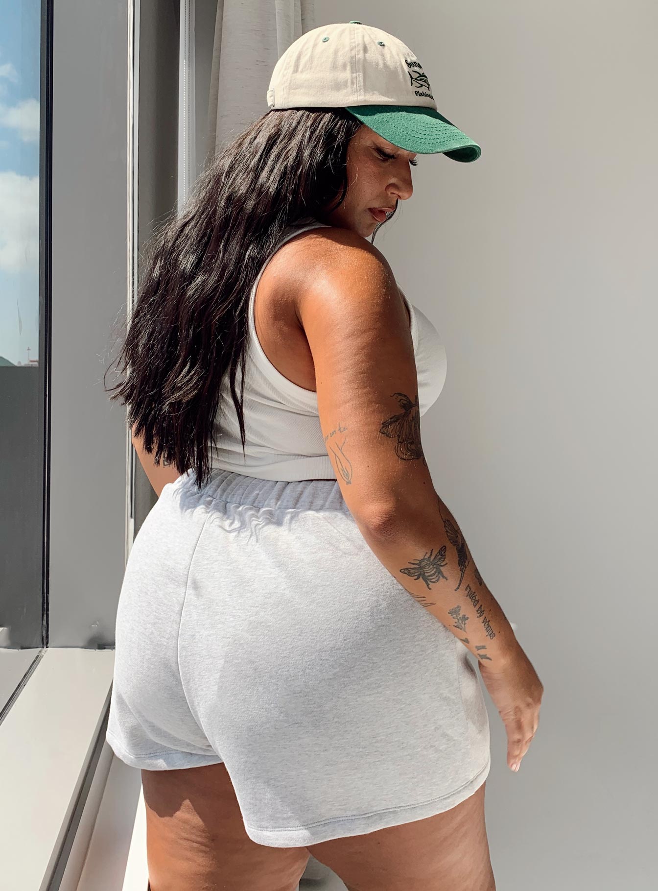 Track shorts High waisted Thick elasticated waistband Relaxed through leg