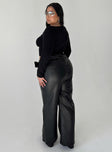 Princess Polly low-rise  Torridon Eyelet Belt Faux Leather Pants Black Curve