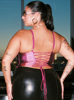 product Princess Polly Sleeveless Scoop Neck  Amaroo Corset Top Pink Curve