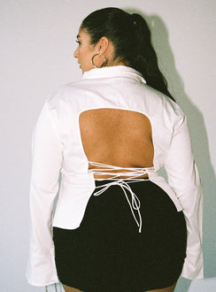 product Princess Polly Full Sleeves Square Neck  Belshaw Lace Up Back Shirt Ivory Curve