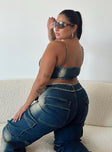 Princess Polly  Pre Show Denim Corset Mid Blue Curve