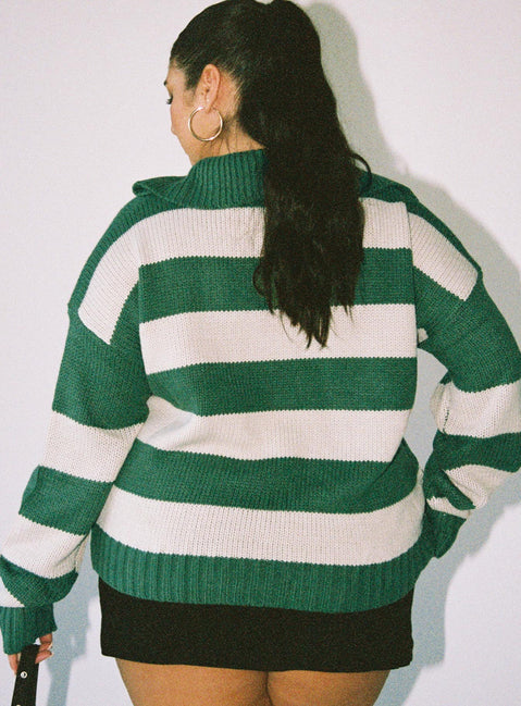 Hampton Sweater Green Curve Princess Polly  long 