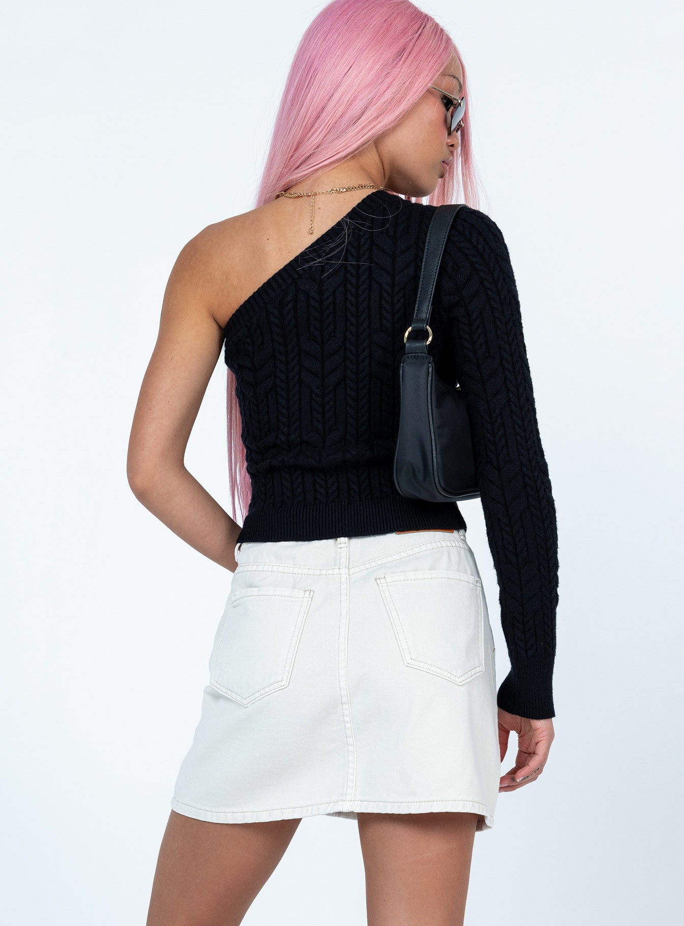 back view of model wearing Princess Polly Edyn Mini Skirt White Mini Skirts 