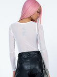 back view of model wearing Princess Polly Leonie Bodysuit White Full Sleeves Sweetheart 