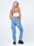 back view of model wearing Princess Polly Moxie Straight Leg Denim Jeans Mid Rise 