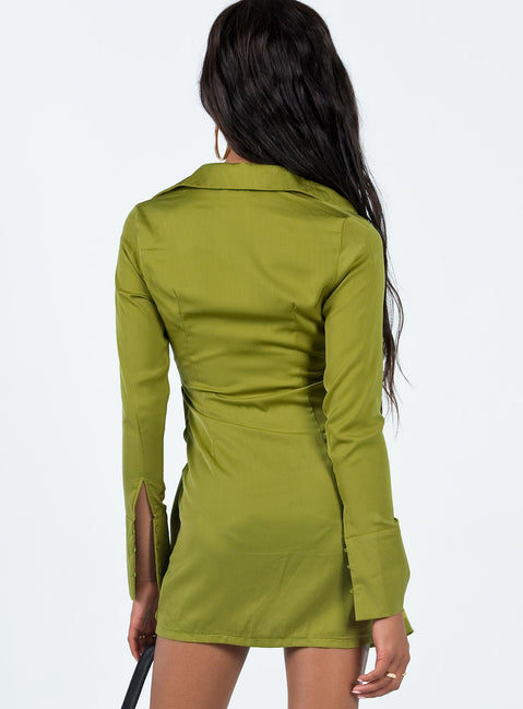 product Princess Polly Asymmetric Neckline  Bodeni Long Sleeve Mini Dress Green