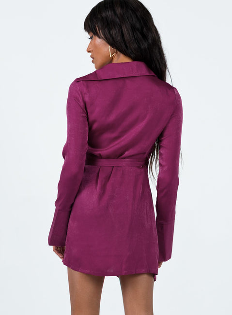 product Princess Polly V-Neck  Diddam Long Sleeve Mini Dress Burgundy