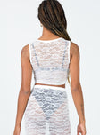 back view of model wearing Princess Polly Mayfair Lace Crop White 