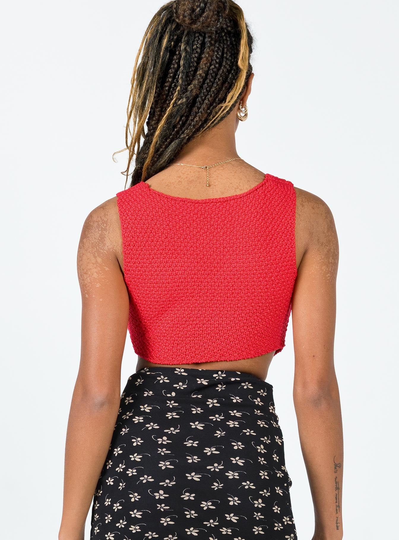 back view of model wearing Princess Polly Dalton Top Red 