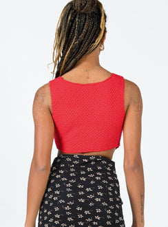 back view of model wearing Princess Polly Dalton Top Red 