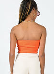 back view of model wearing Princess Polly Alima Strapless Top Orange 