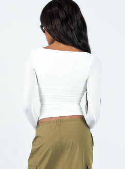 product Princess Polly Full Sleeves Boat Neck  Arthie Long Sleeve Top White