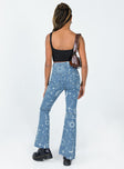 back view of model wearing Princess Polly Kirra Flare Denim Jeans High Waisted 