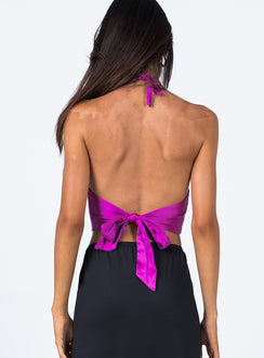 back view of model wearing Princess Polly Leone Top Purple 