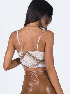 back view of model wearing Princess Polly Coraline Top Brown 