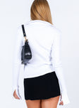 back view of model wearing Princess Polly Deniz Long Sleeve Top White 