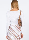 back view of model wearing Princess Polly Davis Long Sleeve Top White 