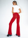 back view of model wearing Princess Polly Loriella Flare Pants Red 