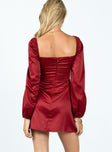 product Princess Polly Scoop Neck  Della Long Sleeve Mini Dress Burgundy