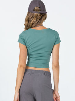 product Princess Polly Short Sleeves Square Neck  Lex Top Green